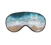 Qjjinxior Máscara de ojos de tela suave, hermosa máscara para dormir con olas del océano, máscara de ojos para dormir con diadema ajustable para hombres y mujeres
