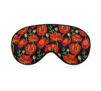 Qjjinxior Máscara de ojos de tela suave, máscara de dormir con flores de amapola roja, máscara de ojos para dormir con diadema ajustable para hombres y mujeres