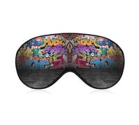 Qjjinxior Máscara de ojos de tela suave, máscara de sueño de graffiti hip hop, máscara de ojos para dormir con diadema ajustable para hombres y mujeres