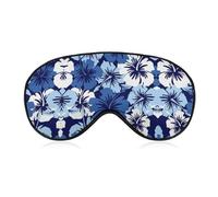 Qjjinxior Máscara de ojos de tela suave, máscara para dormir con flor de hibisco azul, máscara de ojos para dormir con diadema ajustable para hombres y mujeres