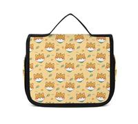 Qjjinxior Neceser colgante con diseño de perro, diseño de pug, bolsa de maquillaje para viajes, negocios, vacaciones, Lindo Shiba Inu, 22.5x18.5cm