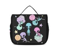 Qjjinxior Neceser colgante con escamas de pez arcoíris, bolsa de maquillaje para viajes, negocios, vacaciones, alien, 22.5x18.5cm
