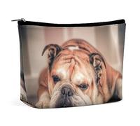 Qjjinxior Neceser portátil con cremallera para uso diario, viajes, color oro rosa y gris mármol, Spanish Bulldog, Talla única