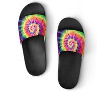 Qjjinxior Pantuflas antideslizantes, deslizadores coloridos y brillantes de teñido anudado para hombres y mujeres, toboganes de ducha, Estilo negro, 38 2/3 EU