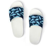 Qjjinxior Pantuflas antideslizantes, deslizadores con patrón de tiburón para hombres y mujeres, toboganes de ducha, Estilo blanco, 38 2/3 EU
