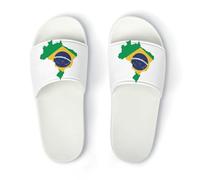 Qjjinxior Pantuflas antideslizantes, deslizadores de bandera de Brasil verde para hombres y mujeres, toboganes de ducha, Estilo blanco, 37 1/3 EU