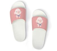 Qjjinxior Pantuflas antideslizantes, deslizadores de cerdo rosa para hombres y mujeres, toboganes de ducha, Estilo blanco, 37 1/3 EU