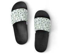 Qjjinxior Pantuflas antideslizantes, deslizadores de hojas de eucalipto para hombres y mujeres, toboganes de ducha, Estilo negro, 40 2/3 EU