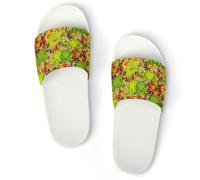 Qjjinxior Pantuflas antideslizantes, deslizadores de limón amarillo para hombres y mujeres, toboganes de ducha, Blanco Estilo 3, 42 2/3 EU