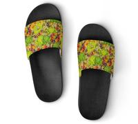 Qjjinxior Pantuflas antideslizantes, deslizadores de limón amarillo para hombres y mujeres, toboganes de ducha, Estilo negro 3, 42 1/3 EU