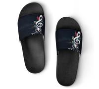 Qjjinxior Pantuflas antideslizantes, deslizadores de música para hombres y mujeres, toboganes de ducha, Estilo negro, 38 2/3 EU