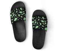 Qjjinxior Pantuflas antideslizantes, deslizadores de OVNI de luna alienígena verde para hombres y mujeres, toboganes de ducha, Estilo negro, 38 2/3 EU