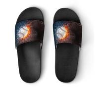 Qjjinxior Pantuflas antideslizantes, deslizadores de pelota de béisbol para hombres y mujeres, toboganes de ducha, Estilo negro, 40 2/3 EU