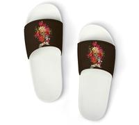 Qjjinxior Pantuflas antideslizantes, deslizadores del Día de los Muertos para hombres y mujeres, toboganes de ducha, Estilo blanco, 39 1/3 EU