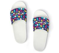Qjjinxior Pantuflas antideslizantes, deslizadores Funky Cats para hombres y mujeres, toboganes de ducha, Estilo blanco, 37 1/3 EU
