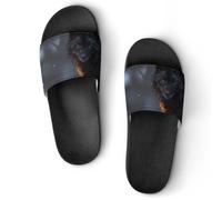 Qjjinxior Pantuflas antideslizantes, deslizadores plateados brillantes con purpurina para hombres y mujeres, toboganes de ducha, Estilo negro 3, 38 2/3 EU