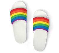 Qjjinxior Pantuflas antideslizantes, deslizadores Rainbow Peace Love para hombres y mujeres, toboganes de ducha, Estilo blanco, 42 2/3 EU