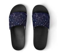 Qjjinxior Pantuflas antideslizantes que brillan en la oscuridad Constellations Midnight Sliders para hombres y mujeres, toboganes de ducha, Estilo negro, 42 1/3 EU