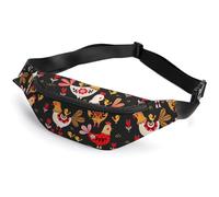 Qjjinxior Riñonera ajustable con diseño de gato de la suerte para correr, caminar, senderismo, Pollo colorido extraño, 36*15cm