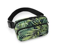 Qjjinxior Riñonera ajustable con hojas de plantas tropicales, para correr, caminar, senderismo