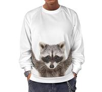 Qjjinxior Sudadera de manga larga con cuello redondo, calavera y huesos cruzados, suéteres casuales ligeros para hombre, Bonito mapache., 5XL