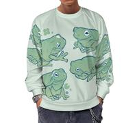 Qjjinxior Sudadera de manga larga con cuello redondo, calavera y huesos cruzados, suéteres casuales ligeros para hombre, Linda rana, M