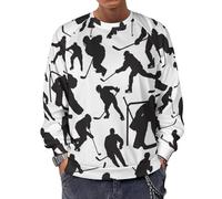 Qjjinxior Sudadera de manga larga con cuello redondo, calavera y huesos cruzados, suéteres casuales ligeros para hombre, Hockey Lce Player, L