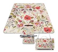 Qjjinxior Tapete de picnic, manta cuadrada de flores de amapolas de acuarela, alfombras para exteriores, 148 cm x 148 cm