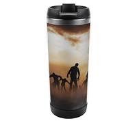 Qjjinxior Taza de café de viaje aislada de acero inoxidable de 380 ml, con diseño de zombies Dead Men Walking Body por la noche, taza de viaje con tapa a prueba de fugas, parte inferior antideslizante