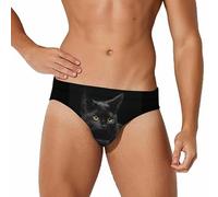 Qjjinxior Traje de baño para hombre, color amarillo plátano, pantalones cortos deportivos, ropa interior sexy para verano, surf, playa, Patrón de gato negro, XXL