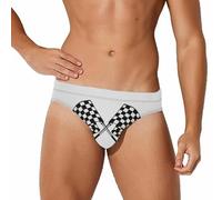 Qjjinxior Traje de baño para hombre, con estampado de vaca, pantalones cortos deportivos, ropa interior sexy para verano, surf, playa, Bandera de carreras de banderas a cuadros, M