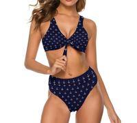 Qjjinxior Traje de baño para mujer, conjunto de bikini de dos piezas con estampado de loro y cacatúa, Anclajes simples con temática náutica, XL