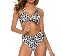Qjjinxior Traje de baño para mujer, conjunto de bikini de dos piezas con forma de corazón y rosas, Balón de fútbol, XXL