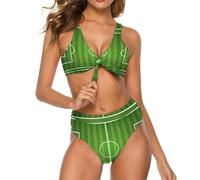 Qjjinxior Traje de baño para mujer, conjunto de bikini de mármol claro, trajes de baño de dos piezas, Campo de fútbol verde, XXL