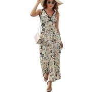 Qjjinxior Vestido sin mangas, bonito vestido de corgi, vestido largo casual de verano con cuello en V para laydies, Huesos de perro con huesos, L