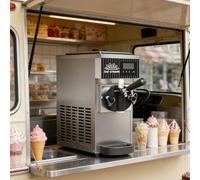 QJJML Máquina Helados Un Solo Sabor, Máquina Profesional Helado Suave con Cuerpo Acero Inoxidable, 450 W / 750 W De Potencia Y 3,5 L / 7,4 L De Capacidad; Ideal para Alquileres De Fiestas Grey-3.5L