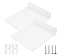 QJKEJI 2 Pcs Estanteria Pared Blanca Pequeño, Estantes de Pareds, Baldas Flotantes Pared Metálica, Estantes Flotantes Baldas Pareds, Estante Estanteria Flotante para Cocina Baño, 11x10x2.3cm