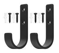 QJKEJI 2 Pcs Gancho Pared de Garaje Resistentes, Gancho Bicicleta Pared, Ganchos para Colgadores de Garaje Negro, Soporte Ganchos en J para Herramientas de Jardín Eléctricas