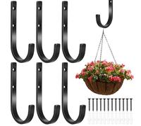 QJKEJI 6 Pcs Gancho Pared de Garaje, Ganchos Para Colgar, Gancho Bicicleta Pareden J, Soporte Colgadores de Pared Resistentes para Herramientas de Jardín Eléctricas Escaleras(Negro)