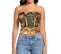 QJKFDHG Camiseta de verano sin tirantes para mujer, estampado sgfuixhv, Seguimiento romántico de caminos, M