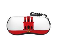 QJKFDHG Funda de neopreno con estampado personalizado de doble cara con la bandera de Gibraltar, bolsa ultra ligera y delgada, soporte para gafas de sol de viaje para adultos unisex