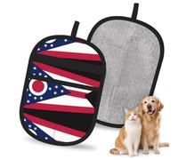 QJKFDHG Guantes electrostáticos para depilación de mascotas con la bandera del estado de Ohio, cepillo mágico reutilizable para pelo de perro y gato, removedor de pelo para sofá, alfombra, asiento de