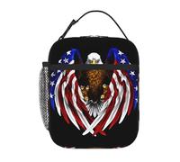 QJKFDHG Lonchera aislada con diseño de águila patriótica de la bandera de Estados Unidos para hombres y mujeres, lonchera personalizable con correa extraíble, bolsa de gran capacidad con múltiples