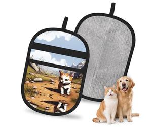 QJKFDHG The Cute Cat in the Sunflower Field - Guantes electrostáticos para depilación de mascotas, cepillo mágico reutilizable para pelo de perro y gato, removedor de pelo para sofá, alfombra, asiento
