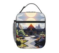 QJKFDHG The House in Candy Land - Lonchera aislada para hombres y mujeres, lonchera personalizable con correa extraíble, gran capacidad con múltiples compartimentos