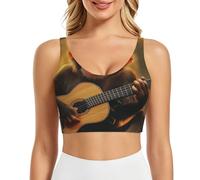 QJKFDHG The Monkey - Sujetadores deportivos de alto soporte para mujer, con brasier integrado, The Monkey Playing Guitar 1, S
