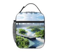 QJKFDHG Tropical Coastal Cities - Lonchera aislada para hombres y mujeres, lonchera personalizable con correa extraíble, gran capacidad con múltiples compartimentos