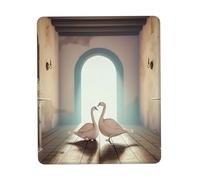 QJKFDHG Un elegante patrón de pareja de cisne diseñado a medida con reposamuñecas, alfombrilla de escritorio personalizada única para juegos y oficina para mayor comodidad y estilo