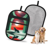 QJKFDHG Wolf under the Moonlight - Guantes electrostáticos para depilación de mascotas, cepillo mágico reutilizable para pelo de perro y gato, removedor de pelo para sofá, alfombra, asiento de coche y