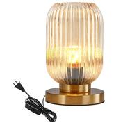 QJRGUY 10.26 Inch Unique Table Lamp with Pumpkin and Ribbed Glass Shade Bedroom, Office Suitable for Living Room, Dormitory, Office,(Amber)